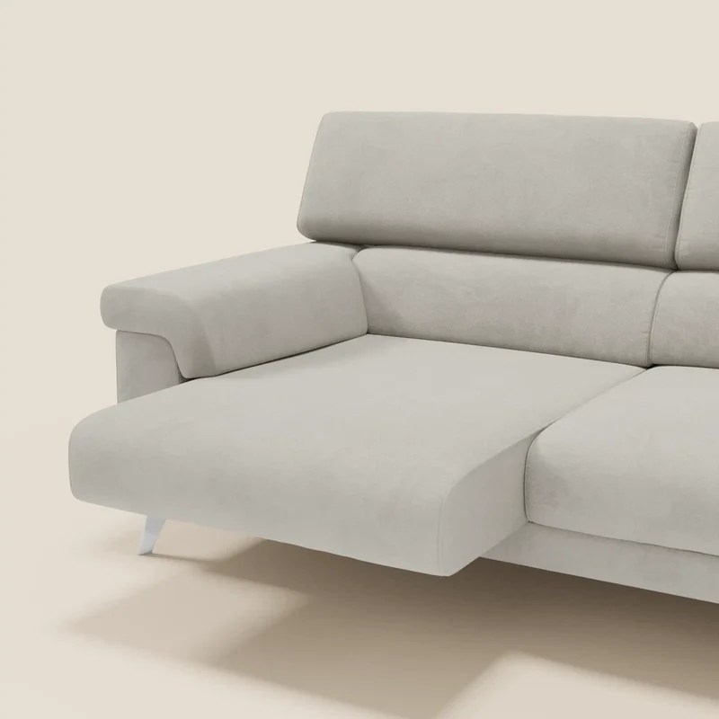 Raffaello Canapé avec assises coulissantes et têtières inclinables en microfibre détachable T11 crème