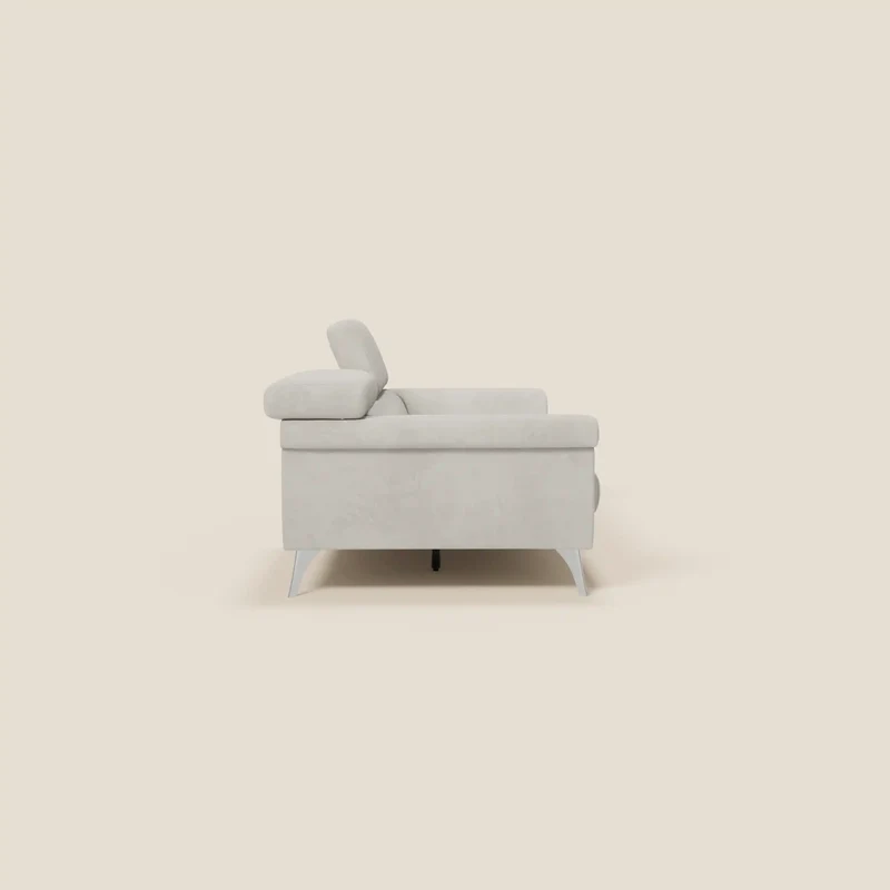 Raffaello Canapé avec assises coulissantes et têtières inclinables en microfibre détachable T11 crème