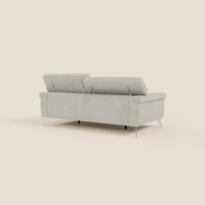 Raffaello Canapé avec assises coulissantes et têtières inclinables en microfibre détachable T11 crème