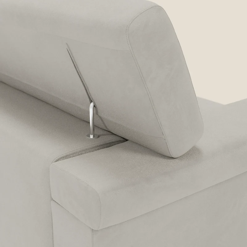 Raffaello Canapé avec assises coulissantes et têtières inclinables en microfibre détachable T11 crème