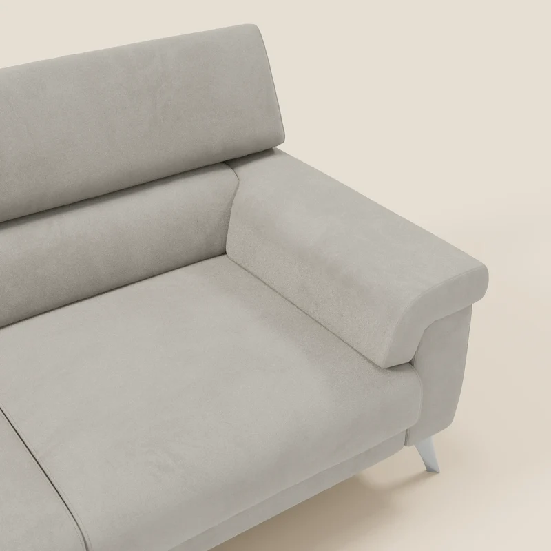 Raffaello Canapé avec assises coulissantes et têtières inclinables en microfibre détachable T11 crème
