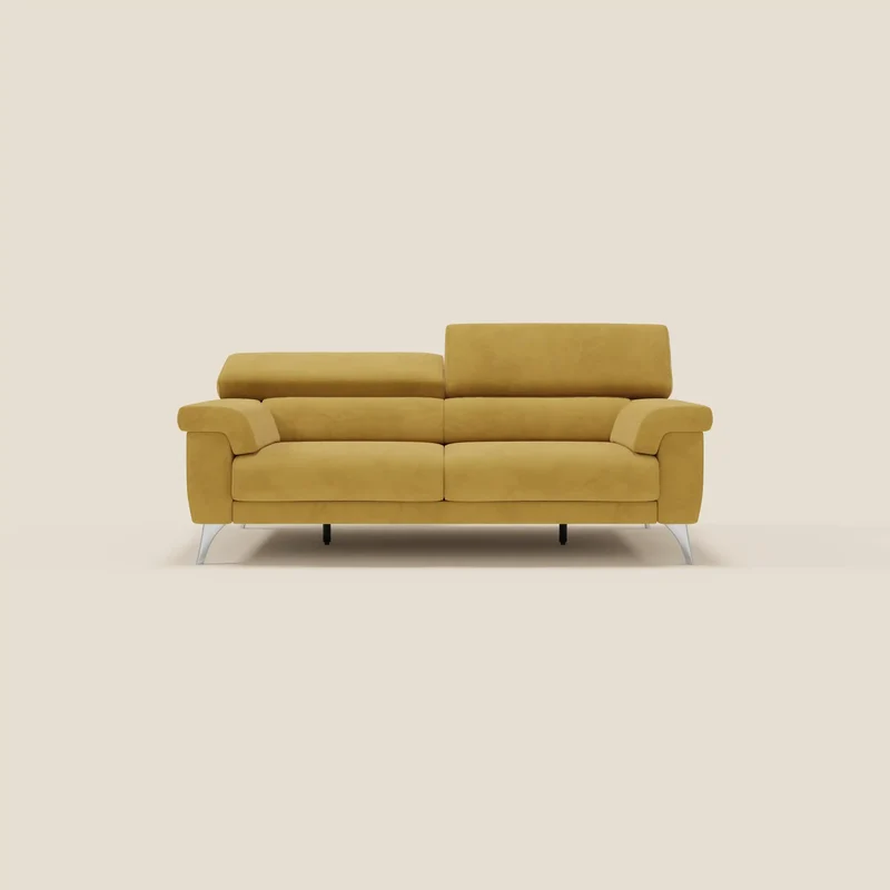 Raffaello Canapé avec assises coulissantes et têtières inclinables en microfibre détachable T11 jaune