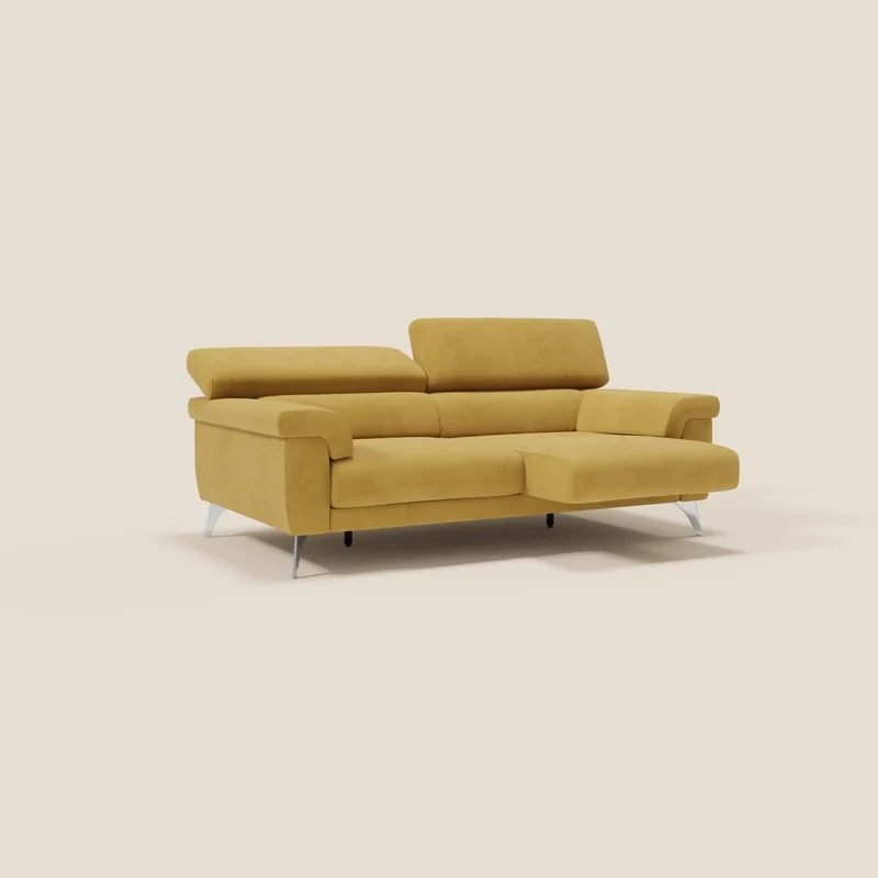 Raffaello Canapé avec assises coulissantes et têtières inclinables en microfibre détachable T11 jaune