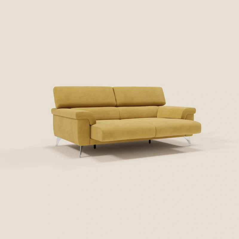 Raffaello Canapé avec assises coulissantes et têtières inclinables en microfibre détachable T11 jaune