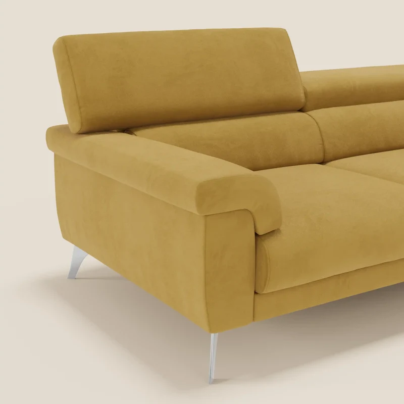 Raffaello Canapé avec assises coulissantes et têtières inclinables en microfibre détachable T11 jaune