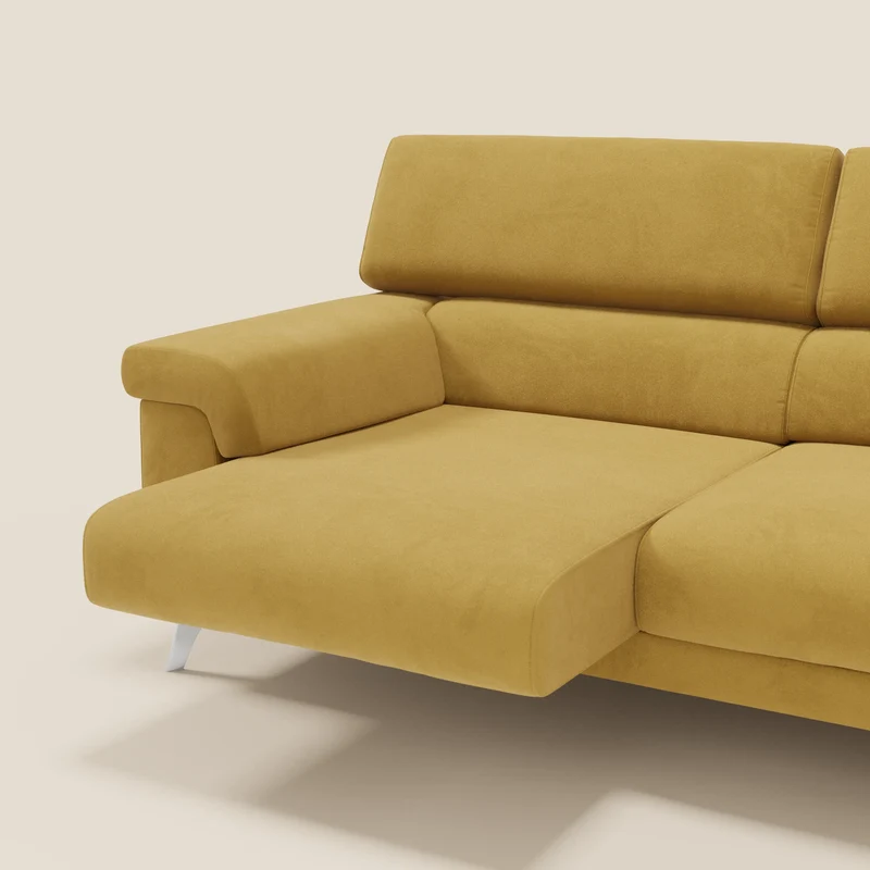 Raffaello Canapé avec assises coulissantes et têtières inclinables en microfibre détachable T11 jaune