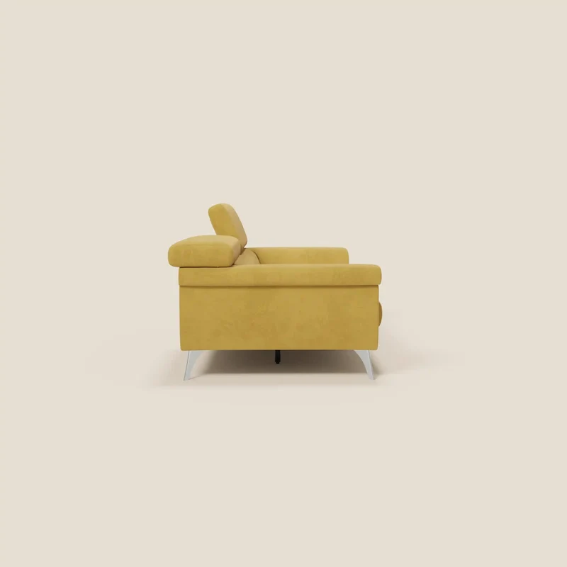 Raffaello Canapé avec assises coulissantes et têtières inclinables en microfibre détachable T11 jaune