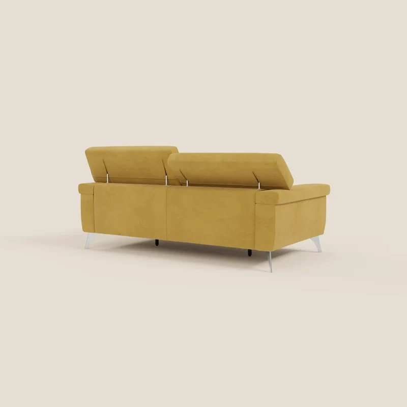 Raffaello Canapé avec assises coulissantes et têtières inclinables en microfibre détachable T11 jaune