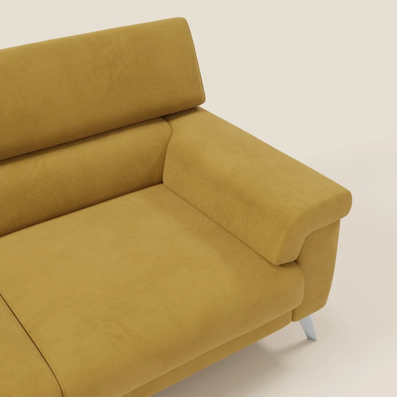 Raffaello Canapé avec assises coulissantes et têtières inclinables en microfibre détachable T11 jaune
