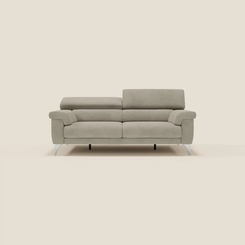 Raffaello Canapé avec assises coulissantes et têtières inclinables en microfibre détachable T11 taupe