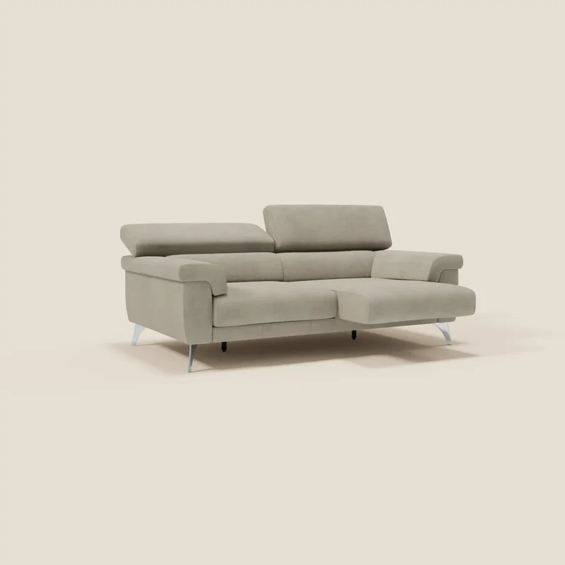 Raffaello Canapé avec assises coulissantes et têtières inclinables en microfibre détachable T11 taupe