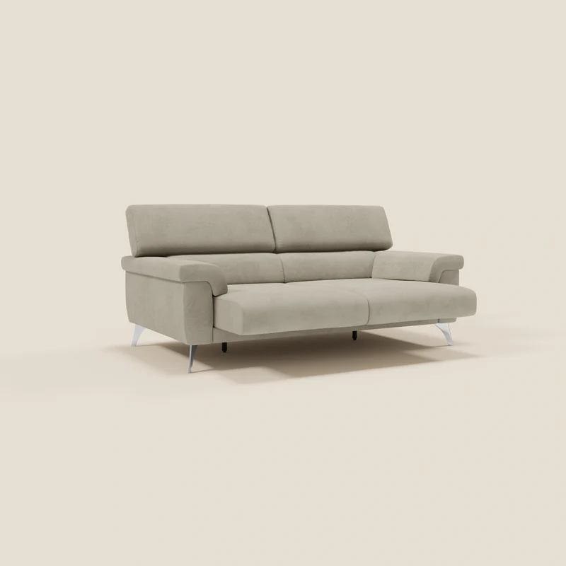 Raffaello Canapé avec assises coulissantes et têtières inclinables en microfibre détachable T11 taupe