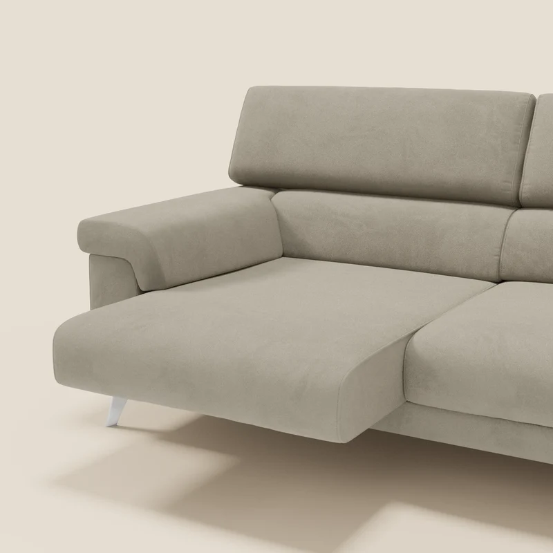 Raffaello Canapé avec assises coulissantes et têtières inclinables en microfibre détachable T11 taupe