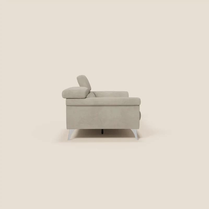 Raffaello Canapé avec assises coulissantes et têtières inclinables en microfibre détachable T11 taupe