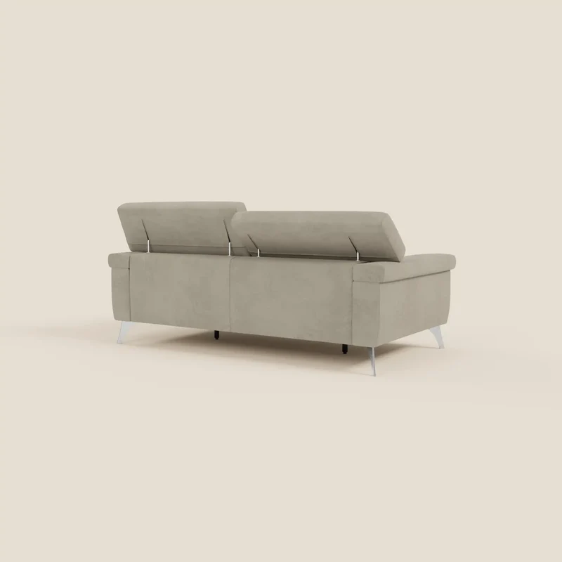 Raffaello Canapé avec assises coulissantes et têtières inclinables en microfibre détachable T11 taupe