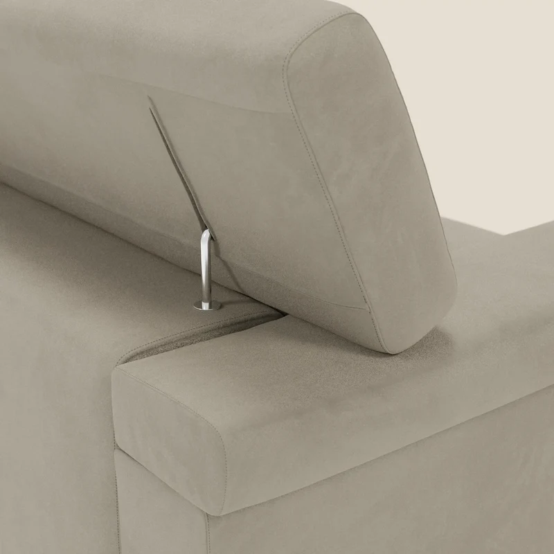 Raffaello Canapé avec assises coulissantes et têtières inclinables en microfibre détachable T11 taupe