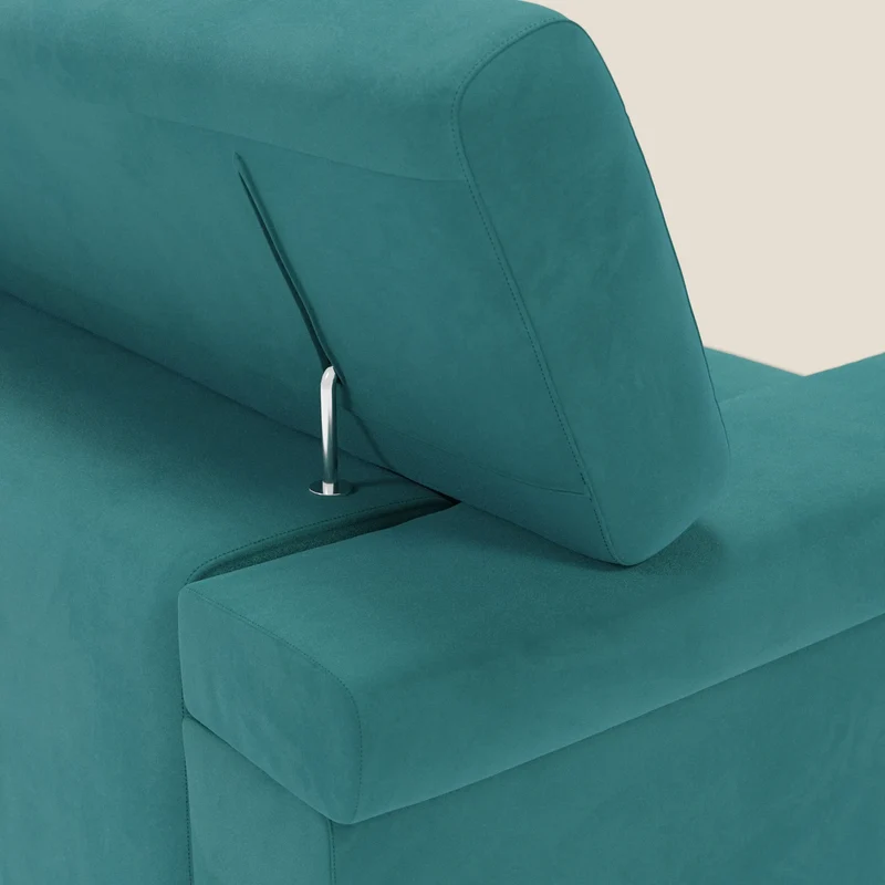 Raffaello Canapé avec assises coulissantes et têtières inclinables en microfibre détachable T11 bleu canard