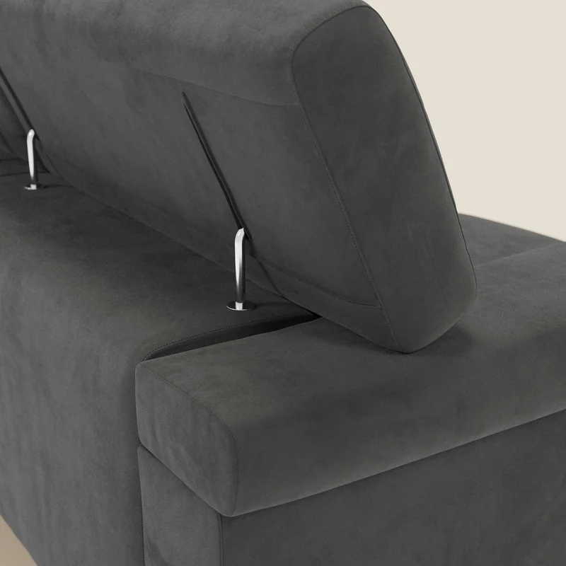 Raffaello Canapé avec 3 assises coulissantes et têtières inclinables en microfibre détachable T11 noir