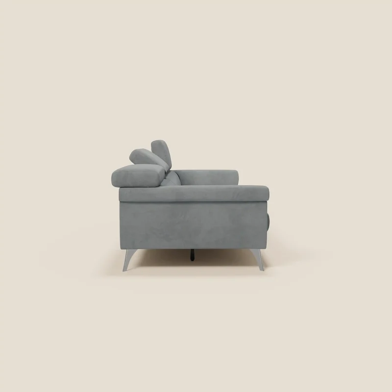 Raffaello Canapé avec 3 assises coulissantes et têtières inclinables en microfibre détachable T11 gris