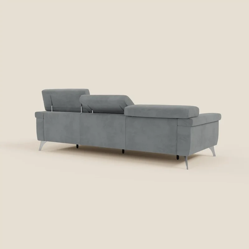 Raffaello Canapé avec 3 assises coulissantes et têtières inclinables en microfibre détachable T11 gris