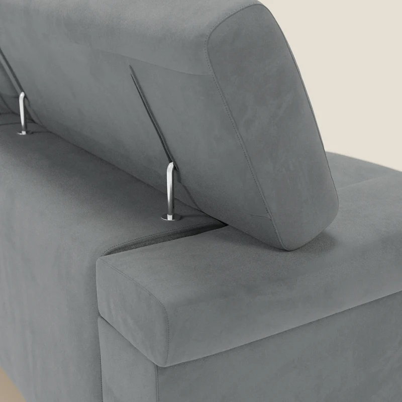 Raffaello Canapé avec 3 assises coulissantes et têtières inclinables en microfibre détachable T11 gris