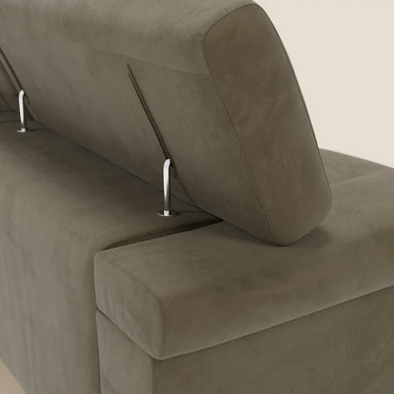 Raffaello Canapé avec 3 assises coulissantes et têtières inclinables en microfibre détachable T11 marron