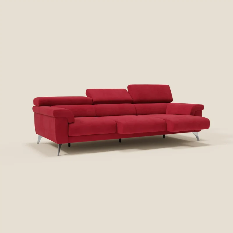 Raffaello Canapé avec 3 assises coulissantes et têtières inclinables en microfibre détachable T11 rouge