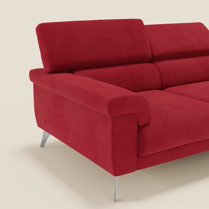 Raffaello Canapé avec 3 assises coulissantes et têtières inclinables en microfibre détachable T11 rouge
