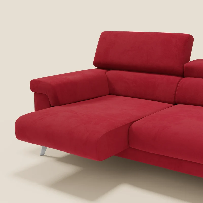 Raffaello Canapé avec 3 assises coulissantes et têtières inclinables en microfibre détachable T11 rouge