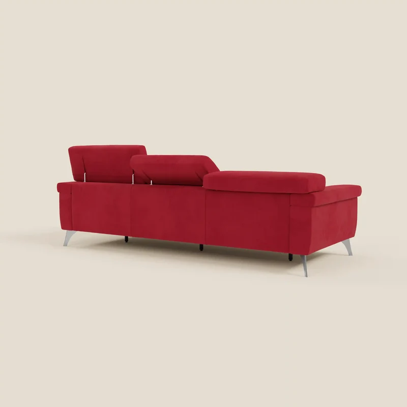 Raffaello Canapé avec 3 assises coulissantes et têtières inclinables en microfibre détachable T11 rouge