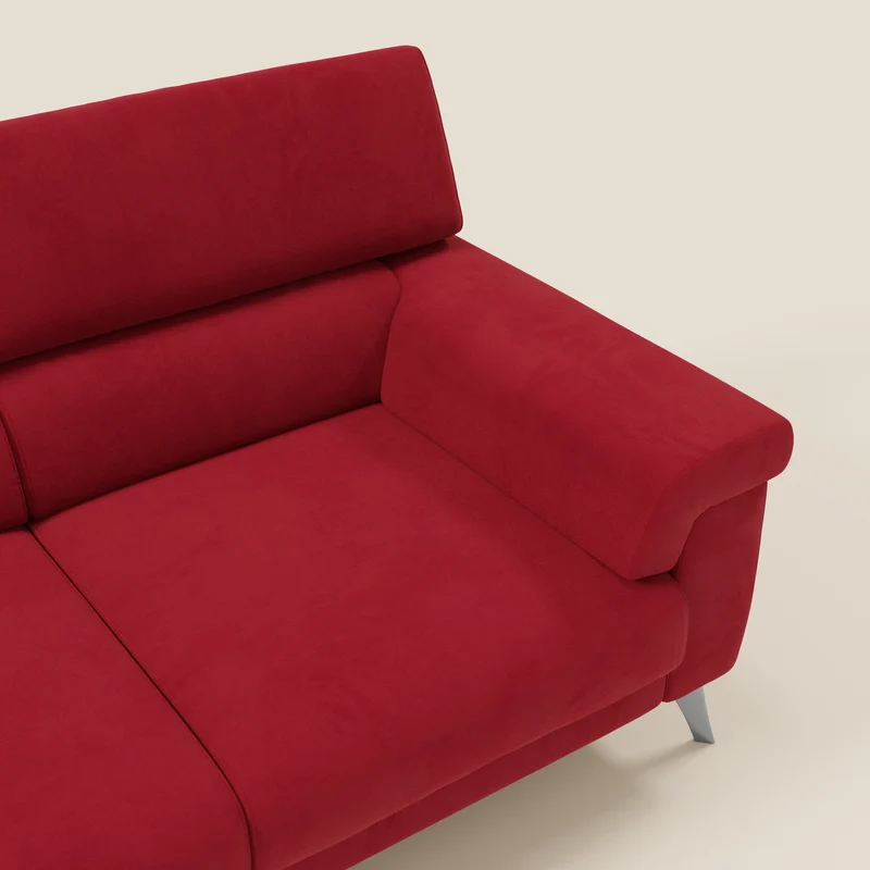 Raffaello Canapé avec 3 assises coulissantes et têtières inclinables en microfibre détachable T11 rouge