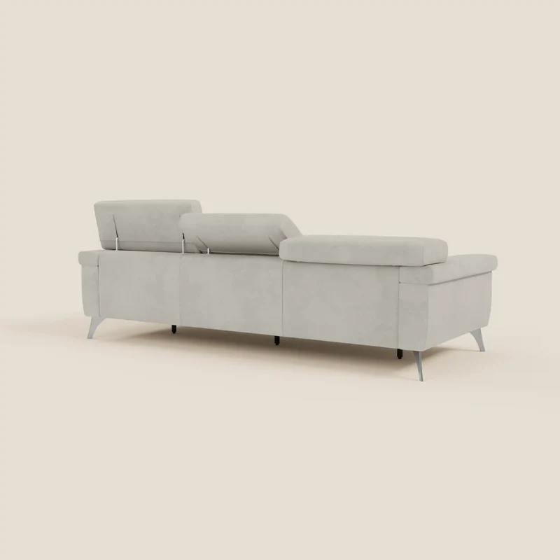 Raffaello Canapé avec 3 assises coulissantes et têtières inclinables en microfibre détachable T11 crème