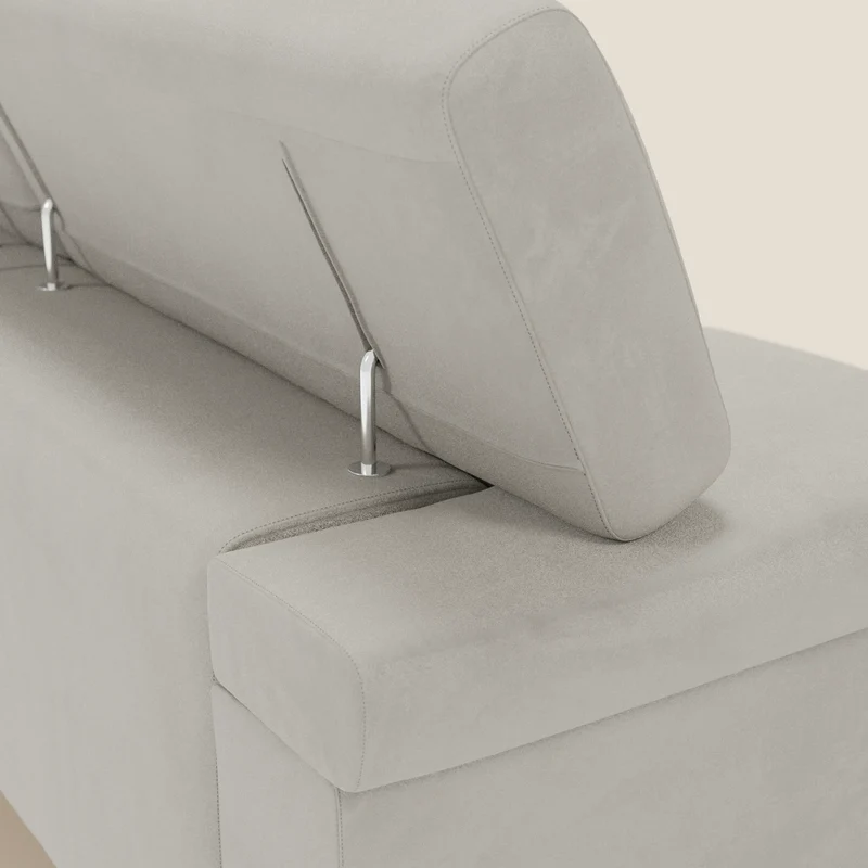 Raffaello Canapé avec 3 assises coulissantes et têtières inclinables en microfibre détachable T11 crème