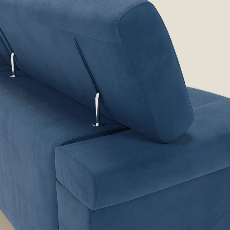 Raffaello Canapé avec 3 assises coulissantes et têtières inclinables en microfibre détachable T11 bleu