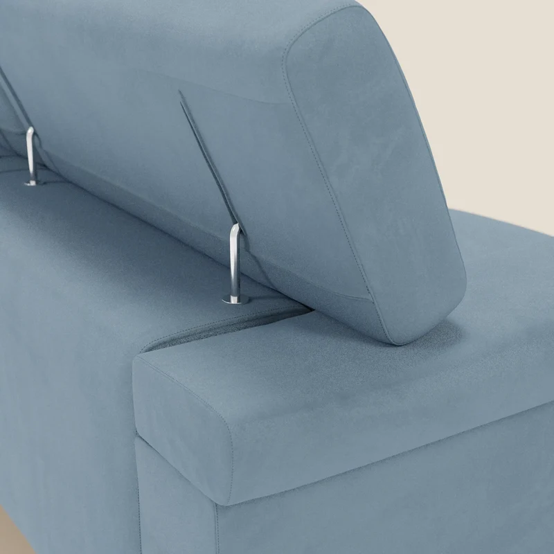 Raffaello Canapé avec 3 assises coulissantes et têtières inclinables en microfibre détachable T11 bleu pastel