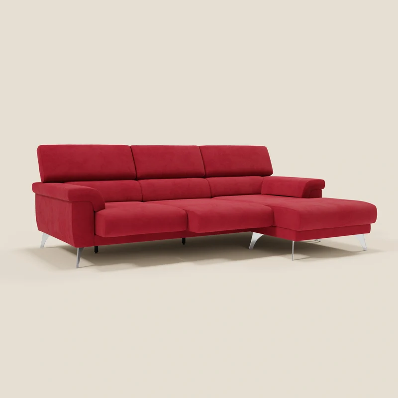 Raffaello Canapé d'angle avec assises coulissantes et têtières en microfibre détachable T11 rouge