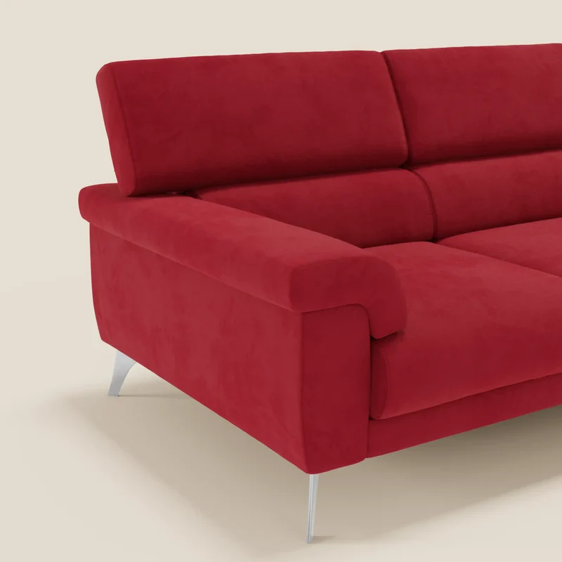 Raffaello Canapé d'angle avec assises coulissantes et têtières en microfibre détachable T11 rouge