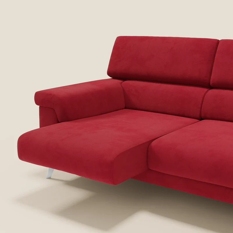 Raffaello Canapé d'angle avec assises coulissantes et têtières en microfibre détachable T11 rouge