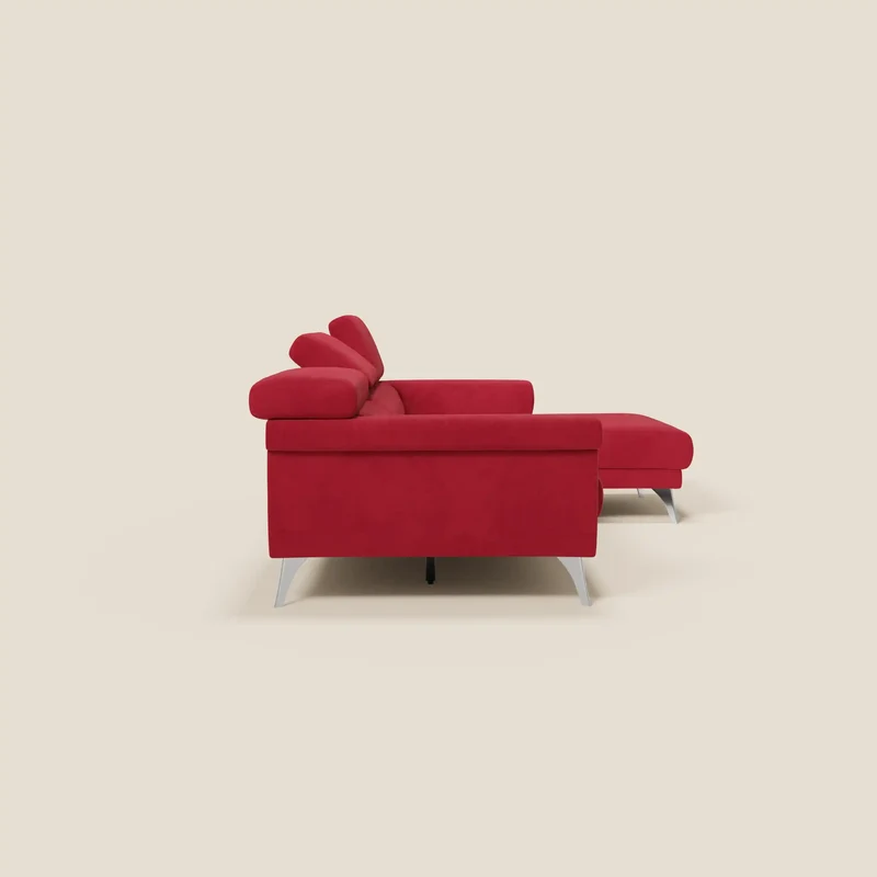 Raffaello Canapé d'angle avec assises coulissantes et têtières en microfibre détachable T11 rouge