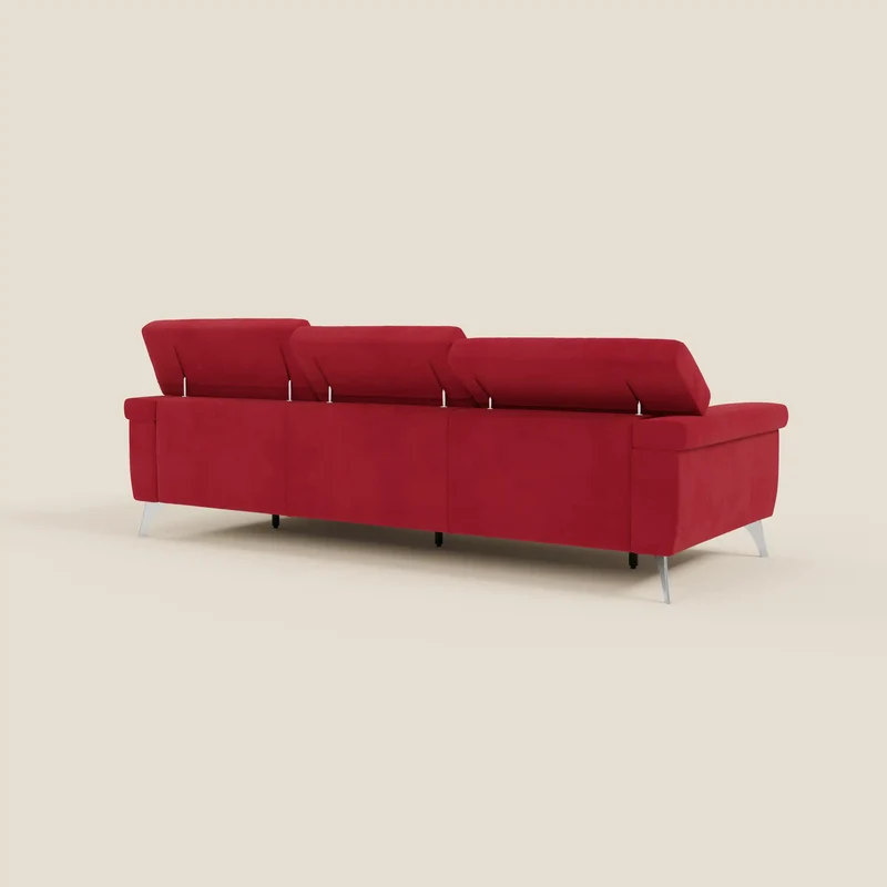 Raffaello Canapé d'angle avec assises coulissantes et têtières en microfibre détachable T11 rouge