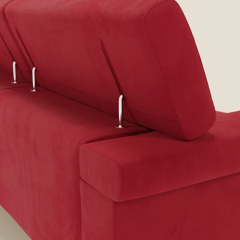 Raffaello Canapé d'angle avec assises coulissantes et têtières en microfibre détachable T11 rouge