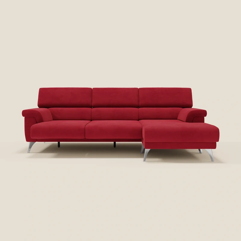 Raffaello Canapé d'angle avec assises coulissantes et têtières en microfibre détachable T11 rouge