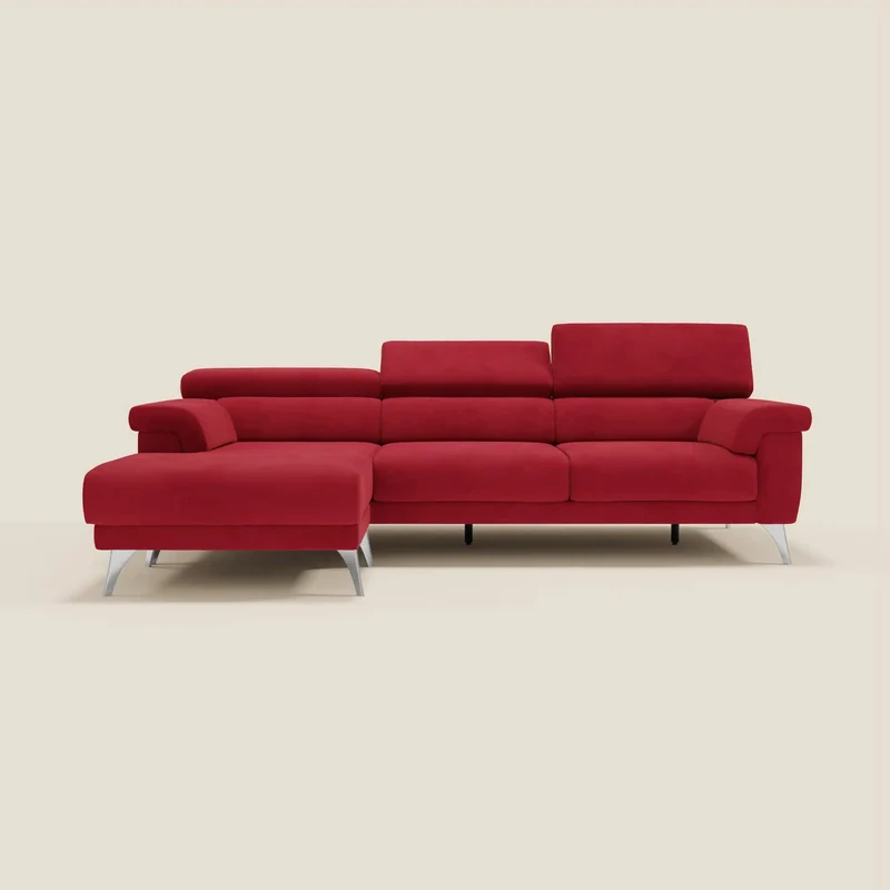 Raffaello Canapé d'angle avec assises coulissantes et têtières en microfibre détachable T11 rouge
