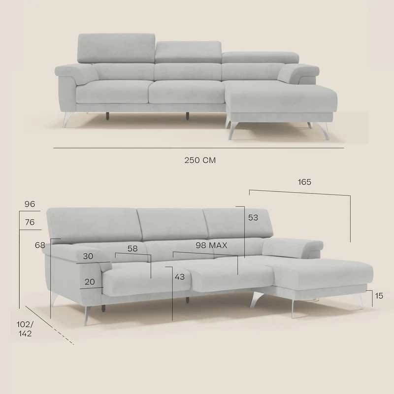 Raffaello Canapé d'angle avec assises coulissantes et têtières en microfibre détachable T11 rouge