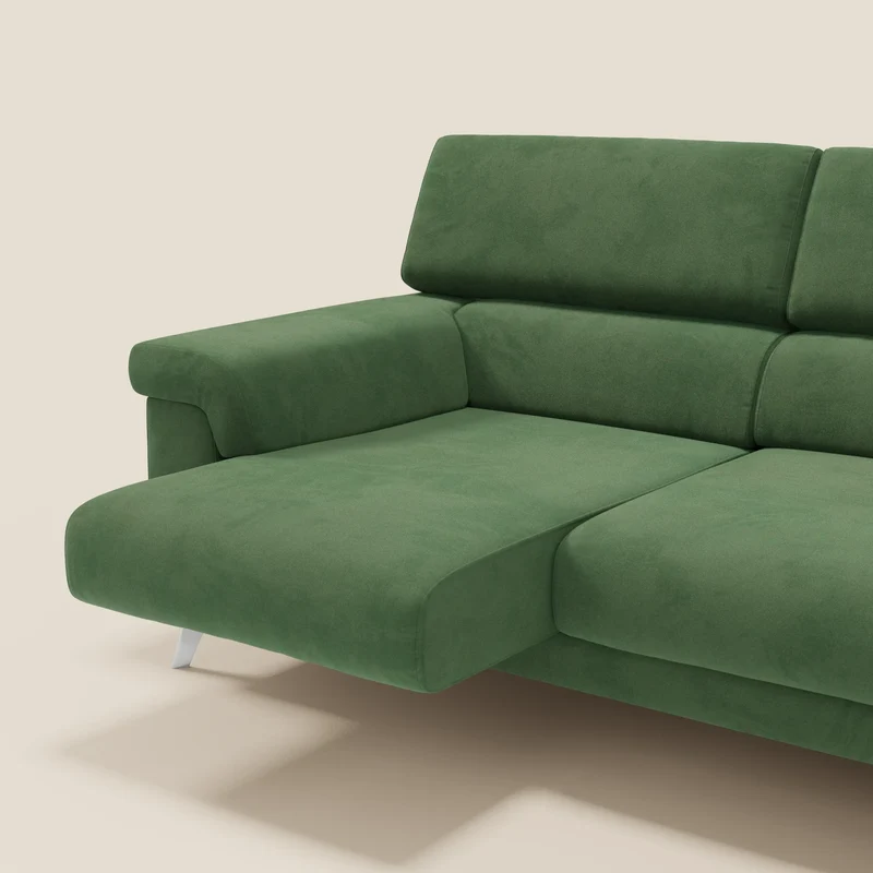 Raffaello Canapé d'angle avec assises coulissantes et têtières en microfibre détachable T11 vert