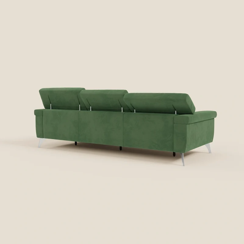 Raffaello Canapé d'angle avec assises coulissantes et têtières en microfibre détachable T11 vert