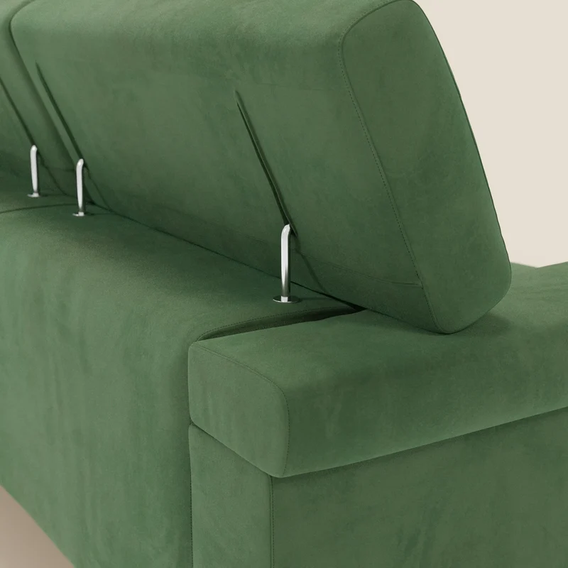 Raffaello Canapé d'angle avec assises coulissantes et têtières en microfibre détachable T11 vert