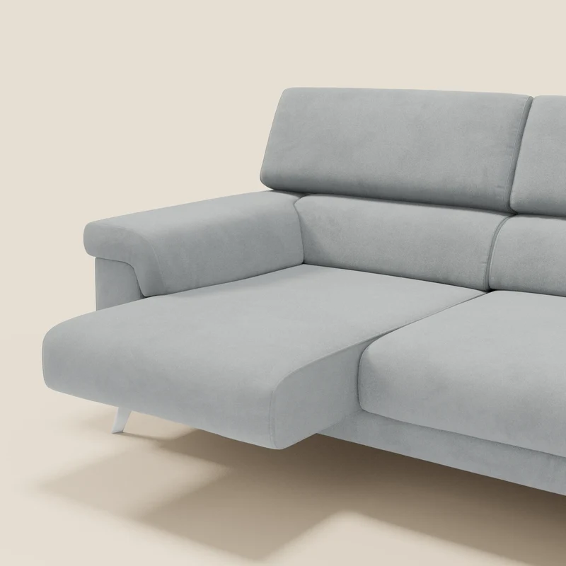 Raffaello Canapé d'angle avec assises coulissantes et têtières en microfibre détachable T11 gris clair