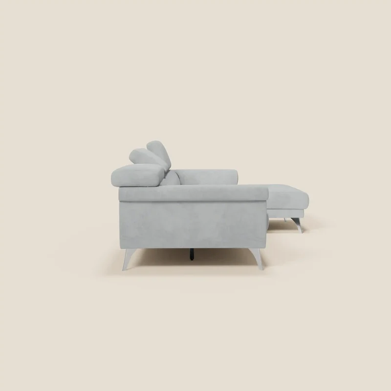 Raffaello Canapé d'angle avec assises coulissantes et têtières en microfibre détachable T11 gris clair