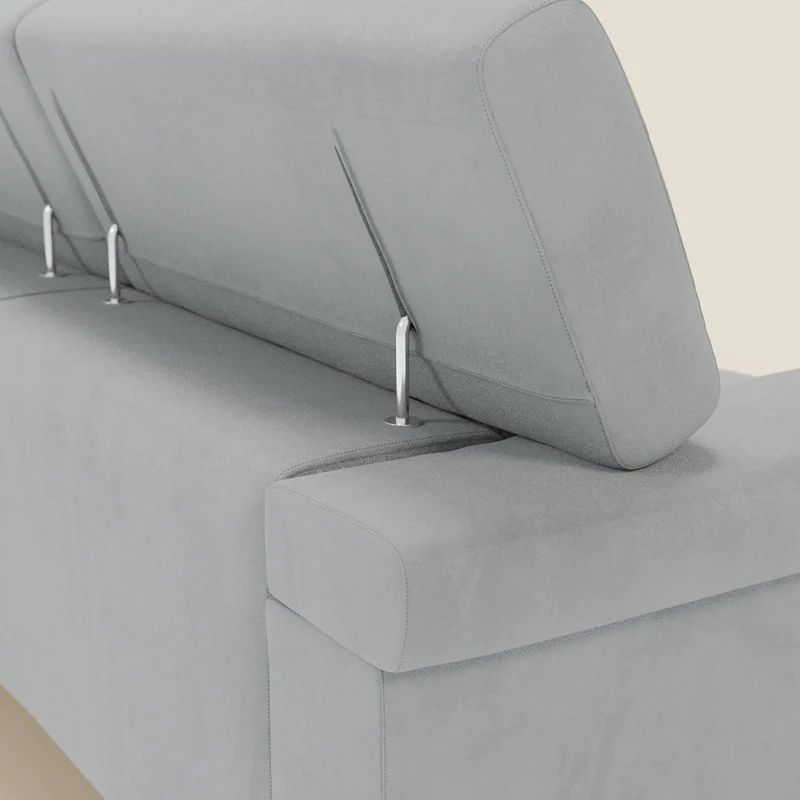 Raffaello Canapé d'angle avec assises coulissantes et têtières en microfibre détachable T11 gris clair